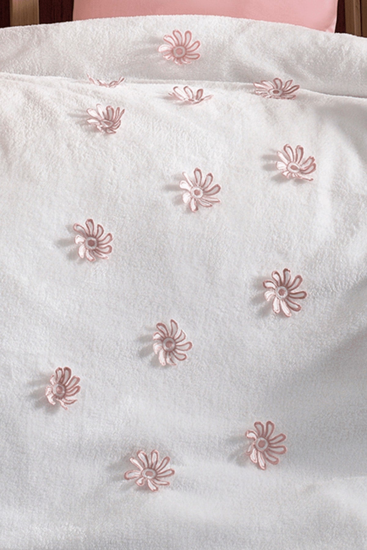 4 Pieces 100% Cotton 3D Floral Pattern And Moon Pillow Pink Baby Duvet Cover Set