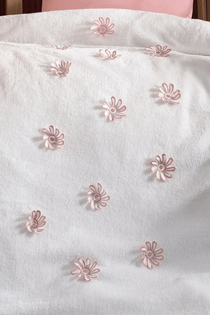 4 Pieces 100% Cotton 3D Floral Pattern And Moon Pillow Pink Baby Duvet Cover Set