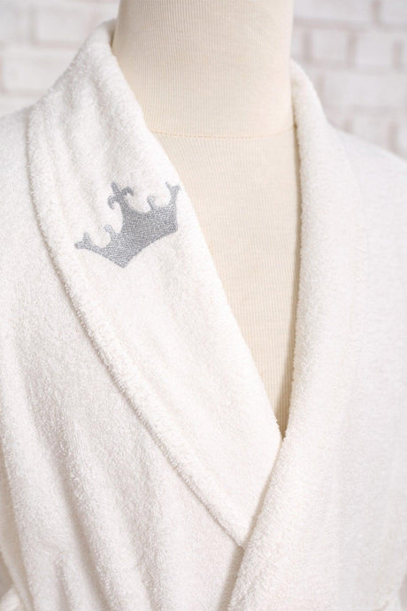 King Embroidered Offwhite 100% Cotton Men's Bathrobe L/xl - Swordslife