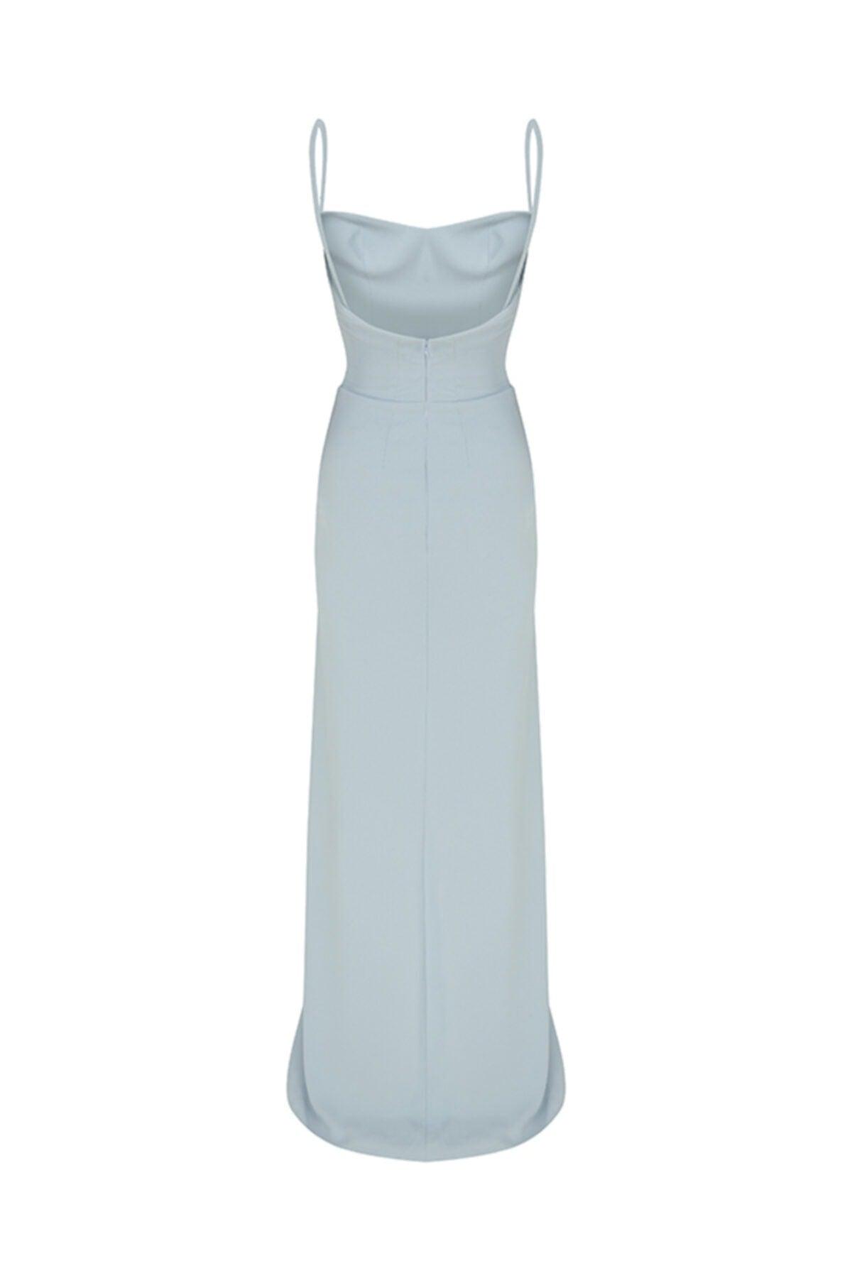 Women's Blue Strap Slit Dress - Swordslife
