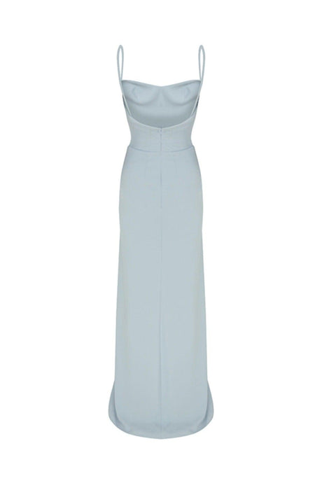 Women's Blue Strap Slit Dress - Swordslife