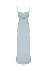 Women's Blue Strap Slit Dress - Swordslife