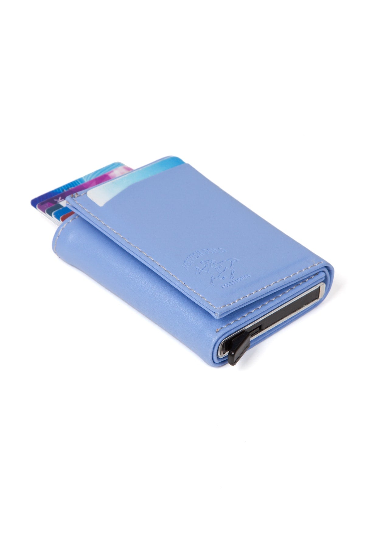 Women's Leather Aluminum Mechanism Sled Card Holder Wallet with Paper Money Compartment (7,5X10CM)