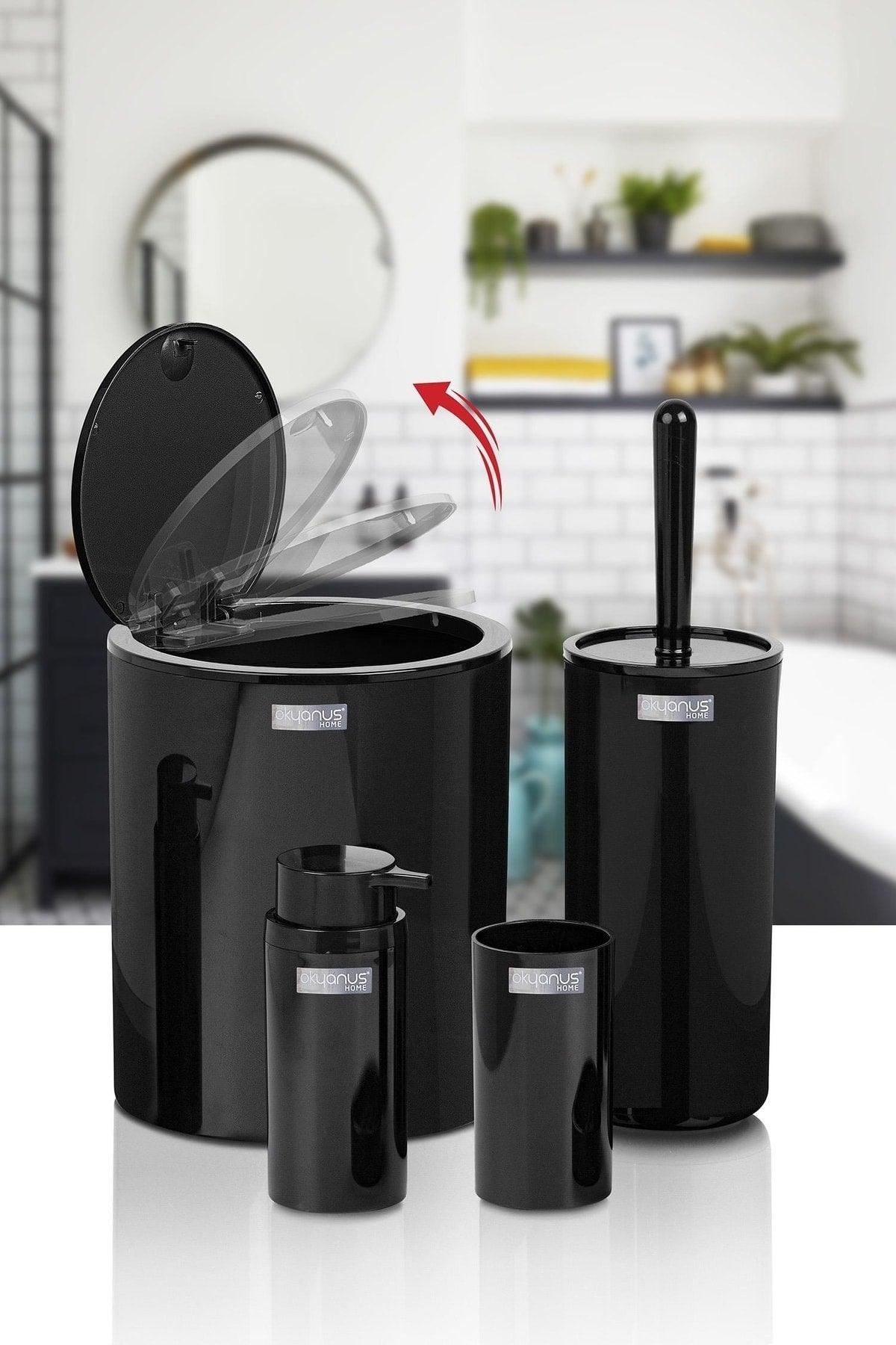 Black Round 4 Pcs Bathroom Set - Swordslife