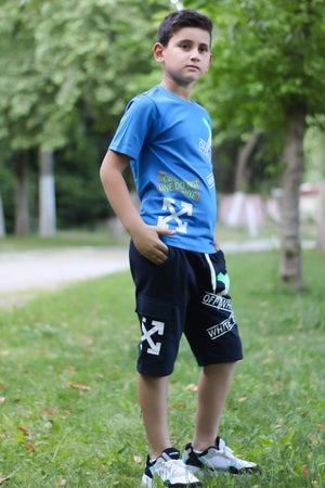 X Printed Men's Capris Men's Bottom-Top Tracksuit Set