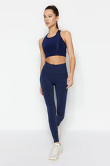 Vella - Navy Blue High Waist Contouring Tights - Swordslife