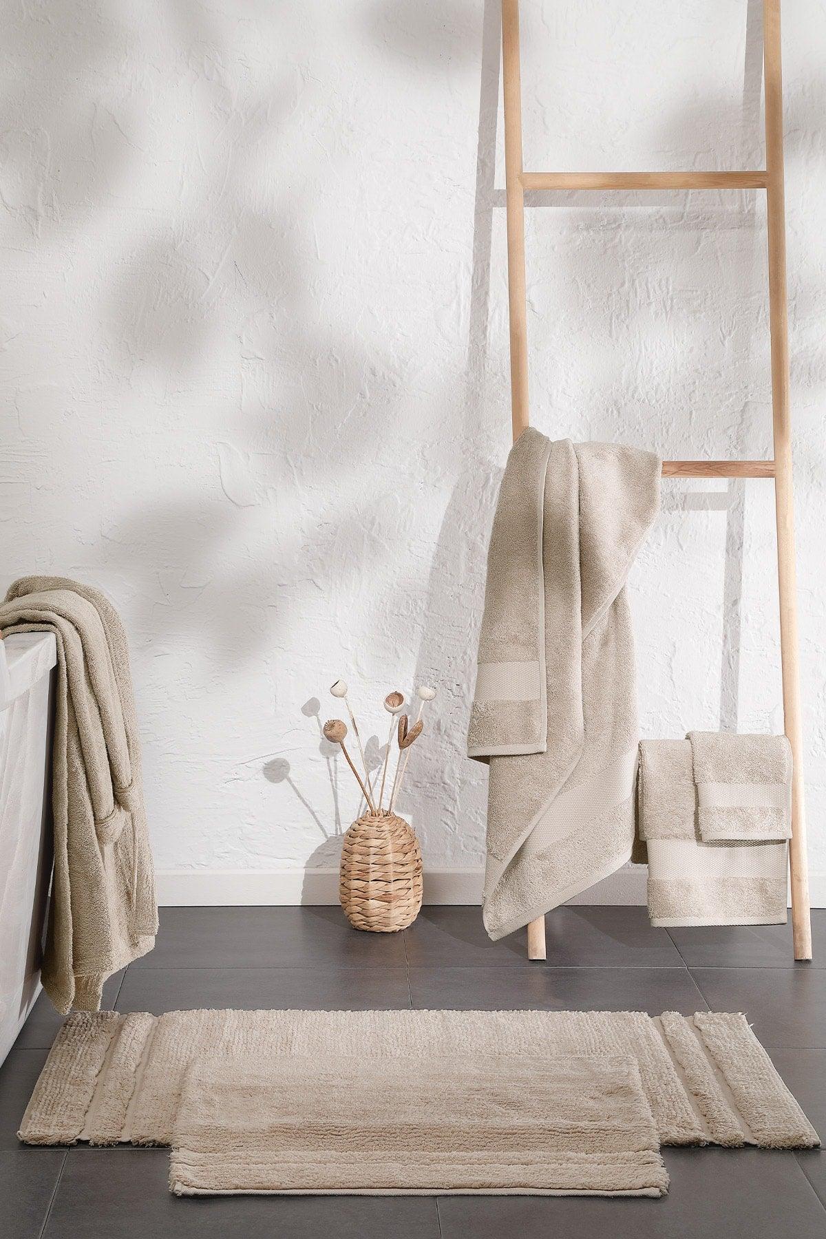 Felicia Bath Mat Set - Beige - Swordslife