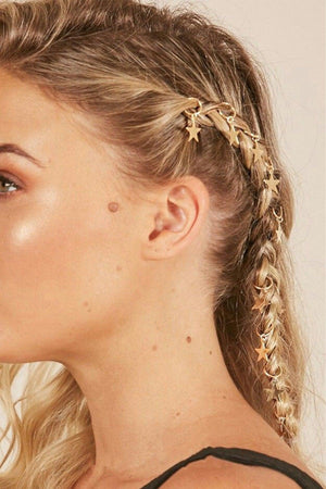 Gold Stars Hair Earring Clasp Set - Swordslife