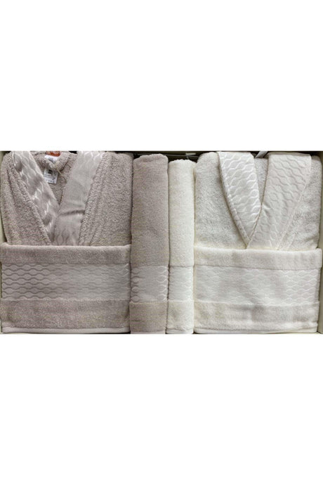 Elissa 6 Pieces 100% Cotton Bathrobe Set Stone-cream - Swordslife