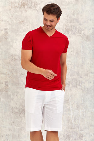 Gimaldo Herren V-Ausschnitt T-Shirt - Rot