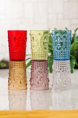Acrylic Colored 6 Pcs Short Glasses & Water Soft Drink Coffee Side Glasses 400 ml (Not Glass)