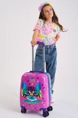 Kids Purple Pink Cat Patterned Child Suitcase 16717