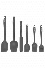 Drongo Heat Resistant Fireproof Non-Stick Silicone Spatula Set 6 Pieces Gray