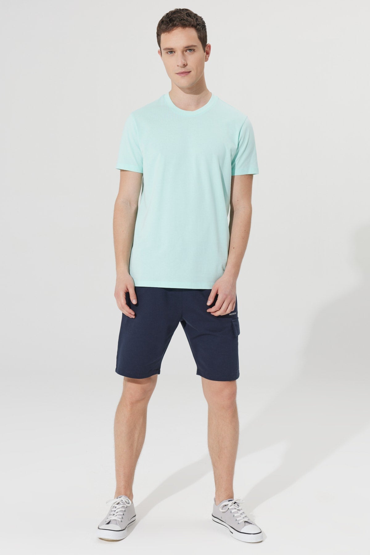  Мужская мятная футболка Slim Fit из 100% хлопка Slim Fit с круглым вырезом и короткими рукавами