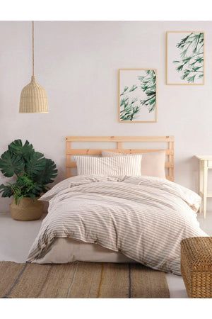Ranforce Yarn Dyed Stone Single Duvet Cover Set - Swordslife