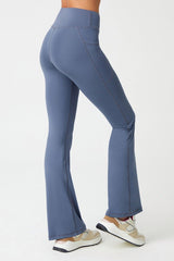 Women's Anthracite High Waist Contouring Double Pocket Spanish Leg Leggings Bootcut - Swordslife