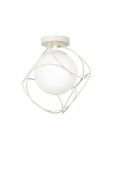 Suna Single White-white Glass Ceiling Mount Chandelier