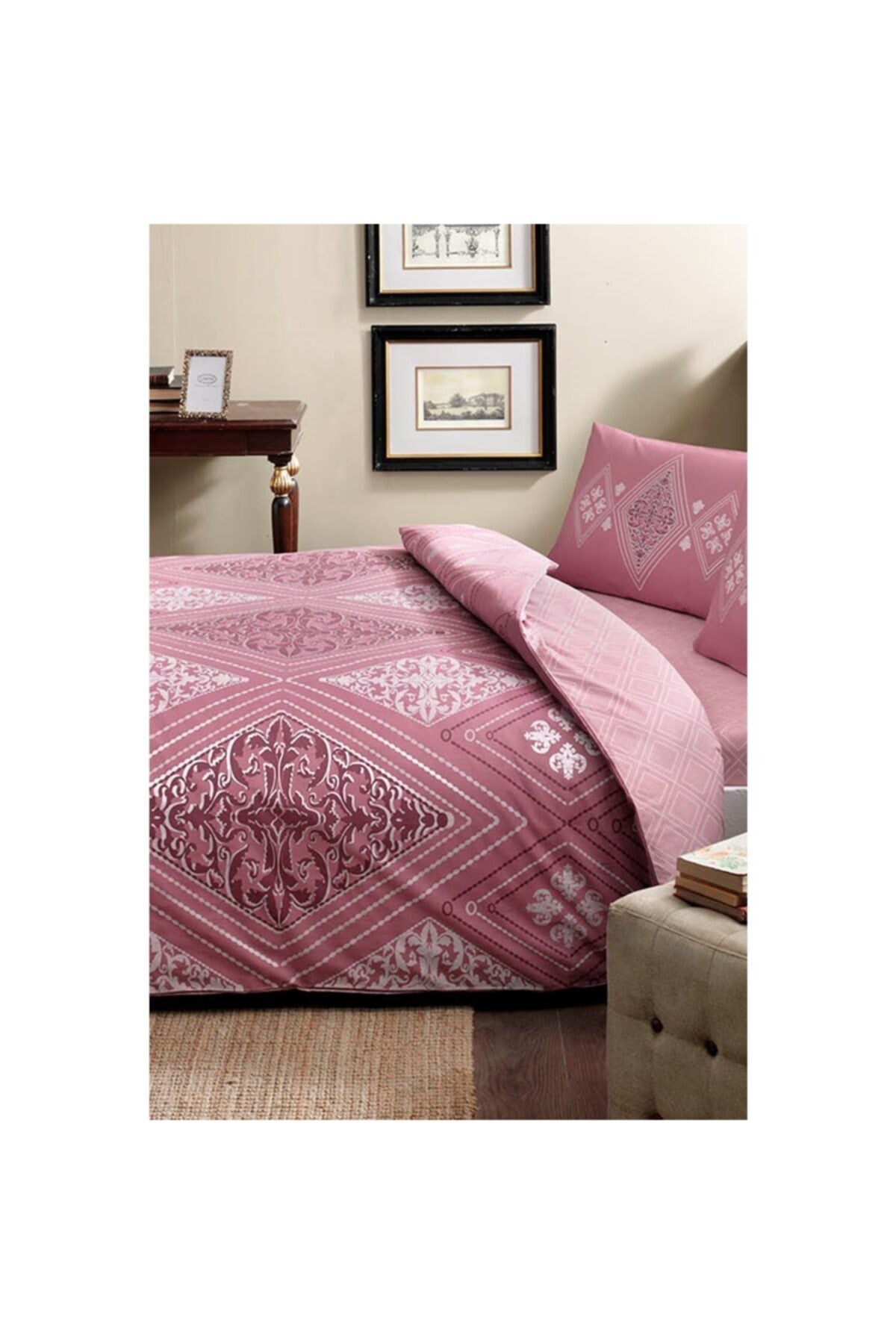 Single Ranforce Duvet Cover Set-Silvia Dried Rose