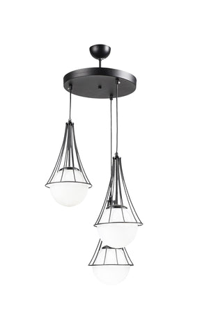Lapis 3Rd Black-White Glop Glass Chandelier