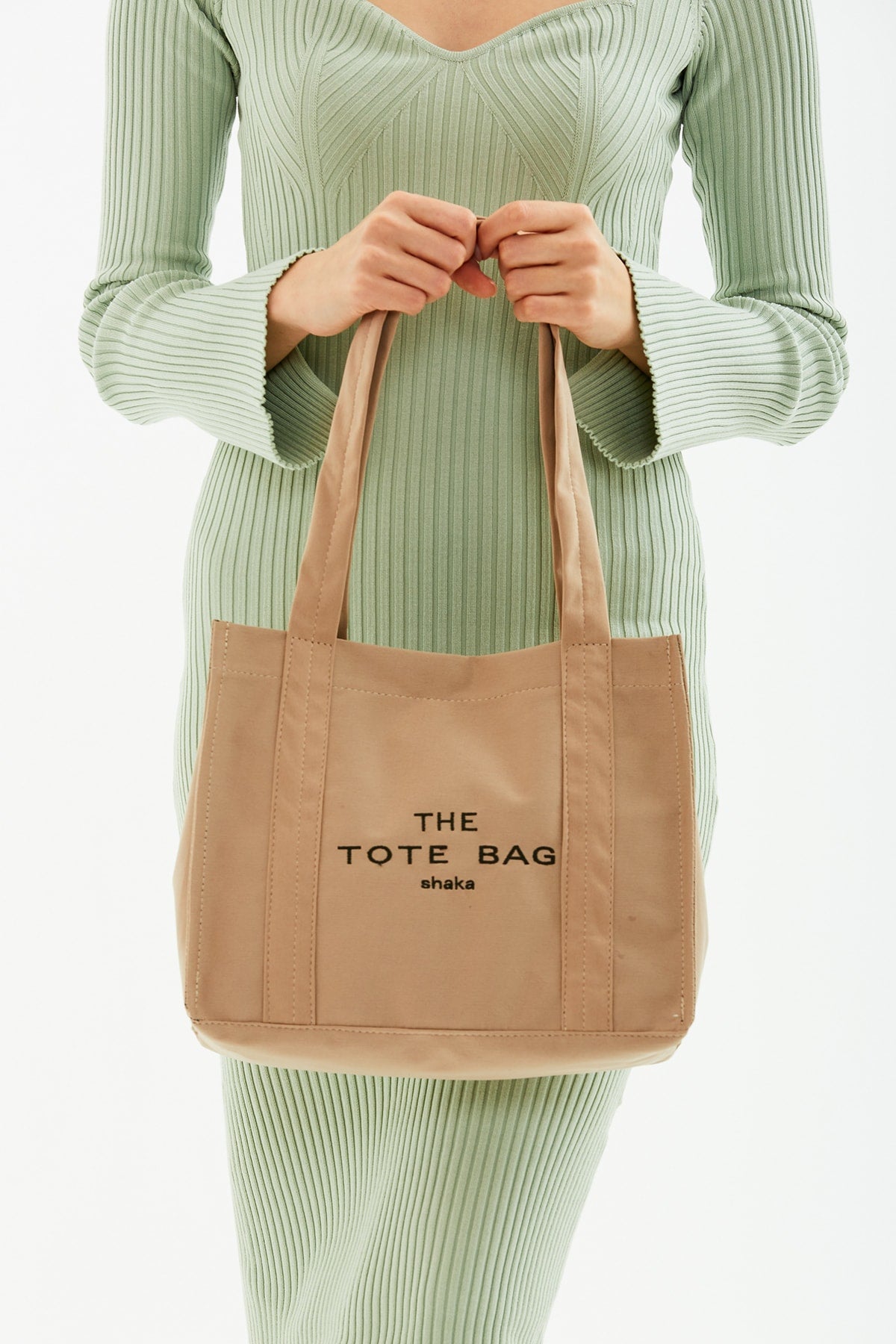 Mink U45 Snap Closure The Tote Bag Embroidered Canvas Fabric Daily Women'S Arm And Shoulder Bag 25X3