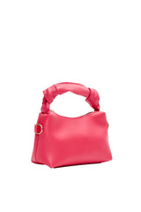 Fuchsia Shk24 Soft Leather Knot Detailed Chain Strap Hand and Shoulder Bag L:14 E:22 W:8 cm