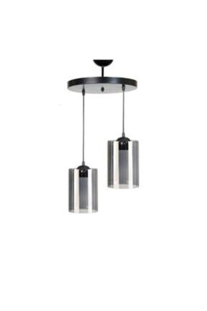 Modern Sports Model 2-Piece Smoked Genuine Glass Pendant Lamp Chandelier
