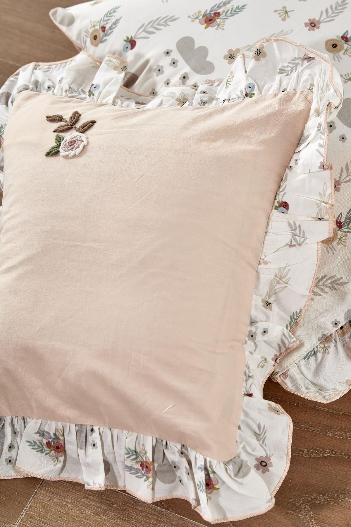 Lora Baby-Bettwäsche-Set für Mädchen, 100 % Bio-Baumwolle, handbestickt, bedruckt, 100 x 150 cm