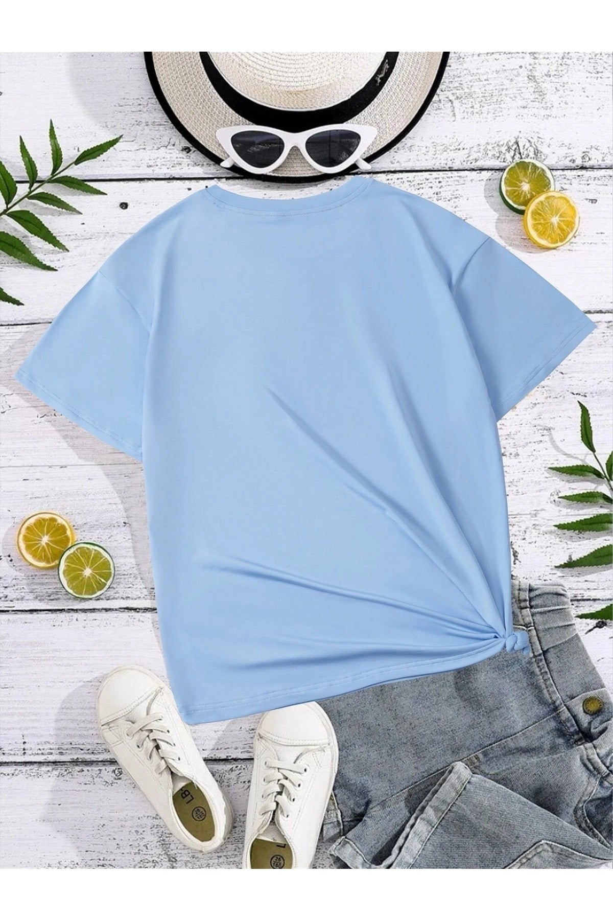 T-Shirt für Mädchen mit Rundhalsausschnitt und Schmetterlings-Print
