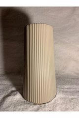 Beige Line Pattern Light Gray Plastic Unbreakable Decorative Vase - Swordslife