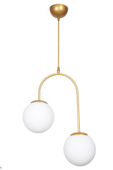 Janin Modern Pendant Lamp Antique Color Body White Glass Living Room - Kitchen - Bedroom 2 Piece Chandelier