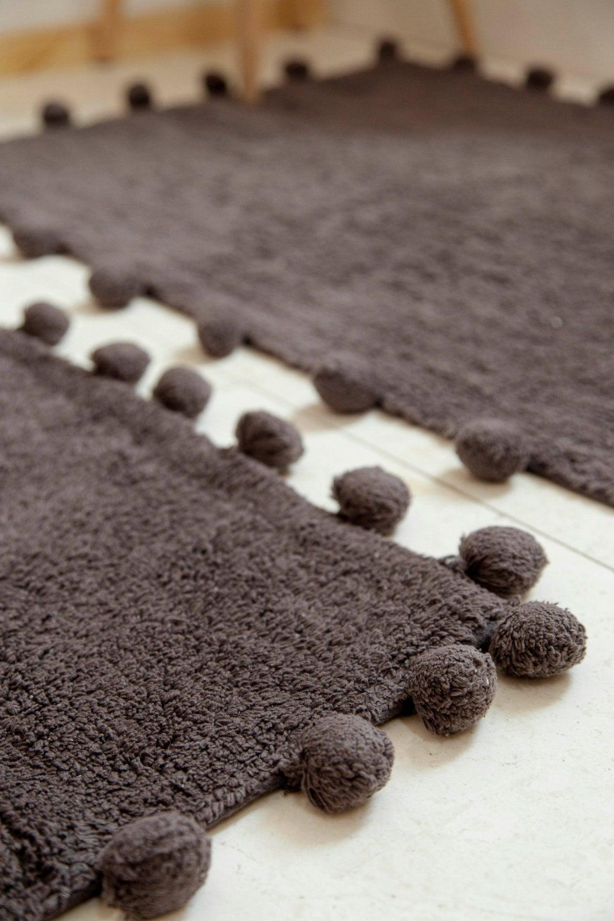 Alya 100% Cotton Bath Mat Anthracite 40x60+60x90 - Swordslife