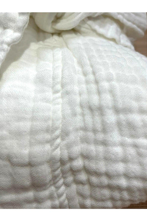 100% Organic Cotton 4 Layer Unisex Muslin Bathrobe Kimono Dressing Gown - White - Swordslife