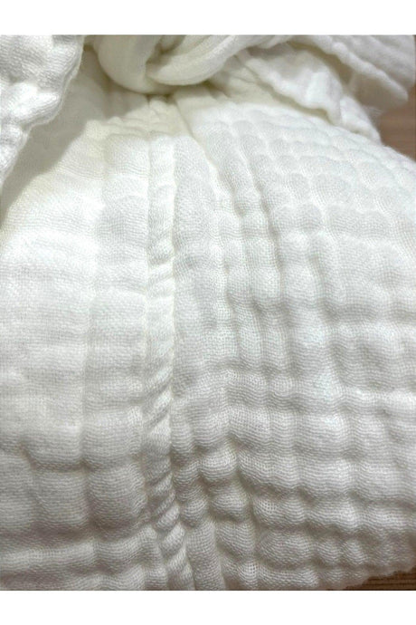 100% Organic Cotton 4 Layer Unisex Muslin Bathrobe Kimono Dressing Gown - White - Swordslife