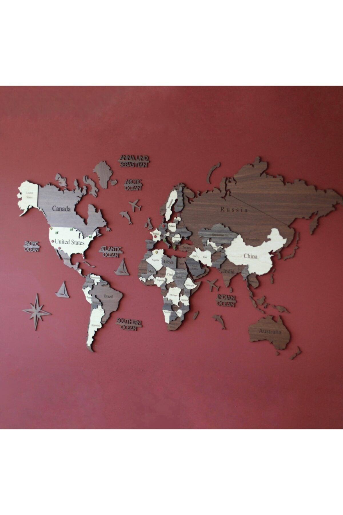 3D Wooden World Map, Wooden Wall Decor, Wall Decoration, Real World Map - Swordslife