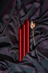 Red Triple Candlestick Luminous Candle Non-drip Metallic Body 1st Quality Long Stick Tapered - Swordslife