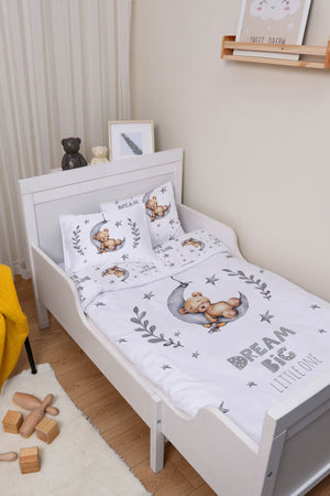Organic Baby Duvet Cover Set (100X150) - For Baby Series - Bear Sleeping In Gray Moon