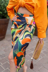 Colorful Waist Design Detail Slit Skirt - Swordslife