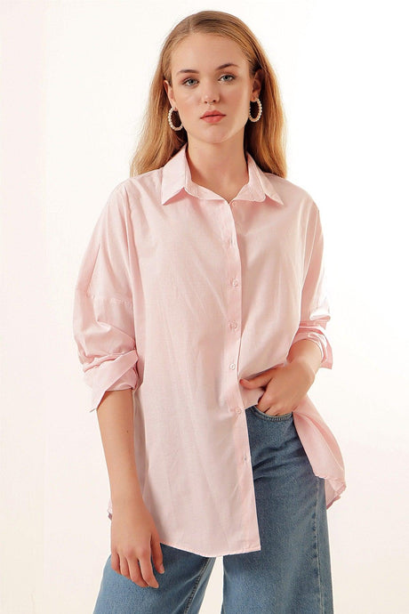 3900 Oversize Long Basic Shirt - Powder - Swordslife