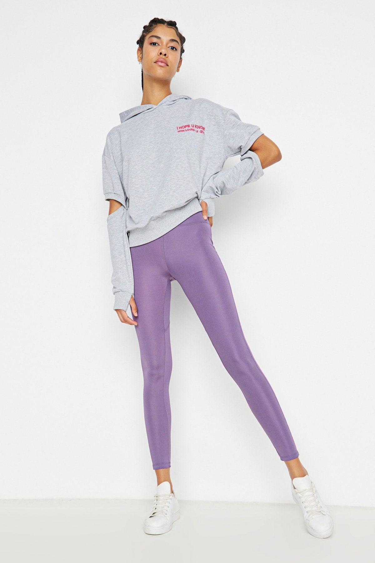 Lilac Full Length Sports Tights with Push-Up TWOAW21TA0030 - Swordslife