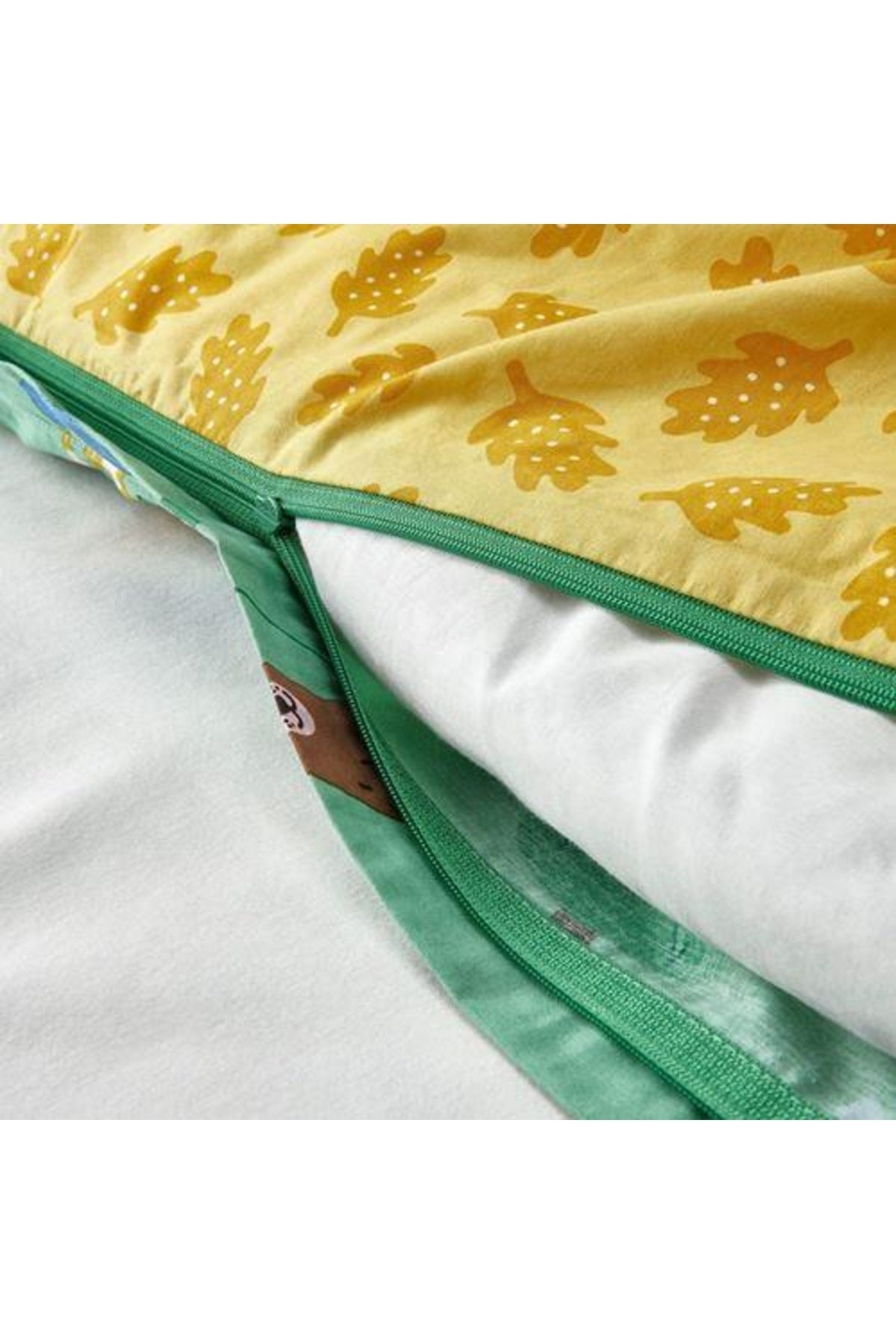 Single Double Sided Kids Duvet Cover Set Animals Jungle Themed Green-Yellow 150