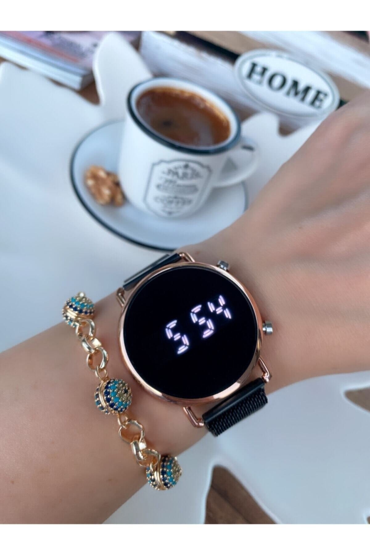 Unisex-Armbanduhr aus Stahl mit digitaler Anzeige