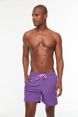 Purple Men's Garnish Standard Length Swimwear Marine Shorts TMNSS20DS0022