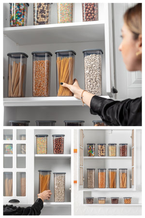 Labeled Foly Square Food Storage Container Set 12 Pcs 1,2 Medium Anthracite