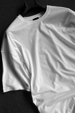 Weißes 2-Faden Basic Oversize T-Shirt für Herren