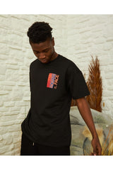 Men's Black Oversize Dawn Printed T-shirt