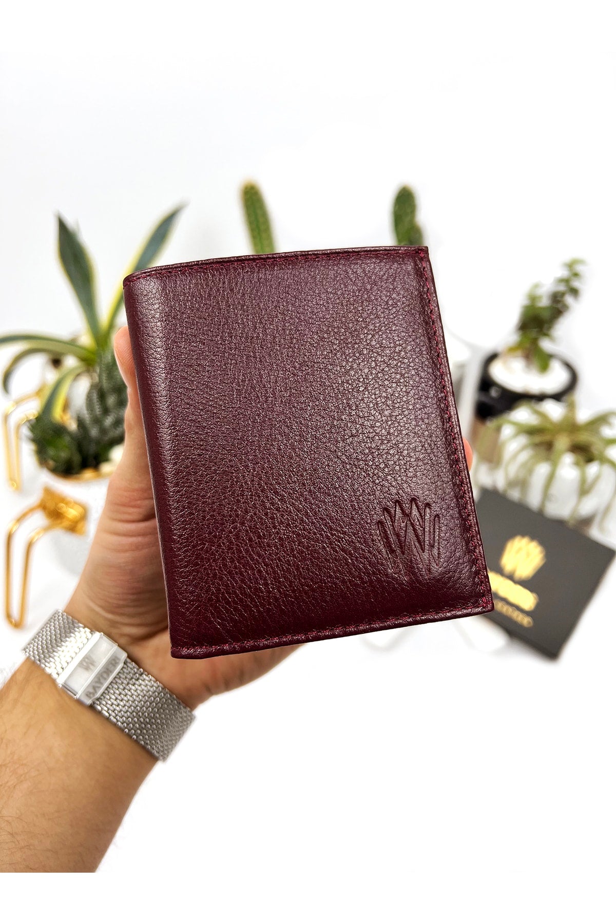 Echtes Leder Claret Red Handliche Herren Geldbörse
