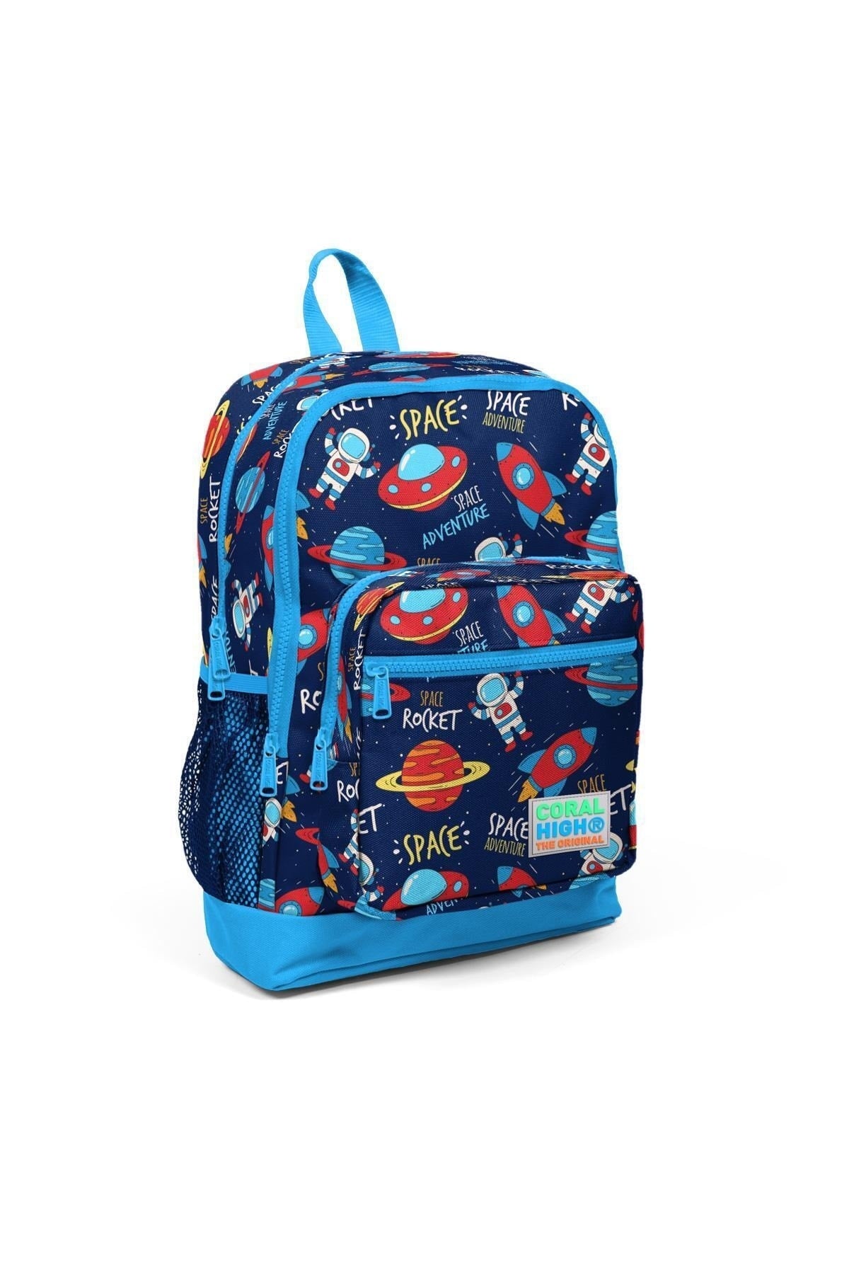Kids Navy Blue Space Patterned Usb 3-Piece School Bag Set Set0123280