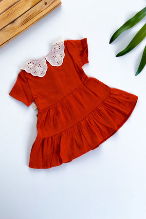 Baby Mädchen Mädchen Sommerkleid Kurzarm Spitzenkragen Babyanzug Babykleidung