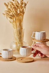 12648 Marghe 12 Piece Turkish Coffee Cup Set with Bamboo Saucer