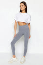 Vella - Gray High Waist Gainer Leggings - Swordslife